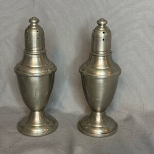 Vintage 1942 International Pewter Salt and Pepper Shakers